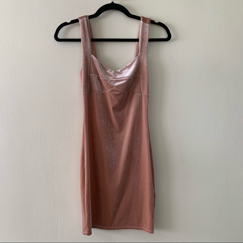 Forever 21 Nude Suede Velvet Bodycon Dress